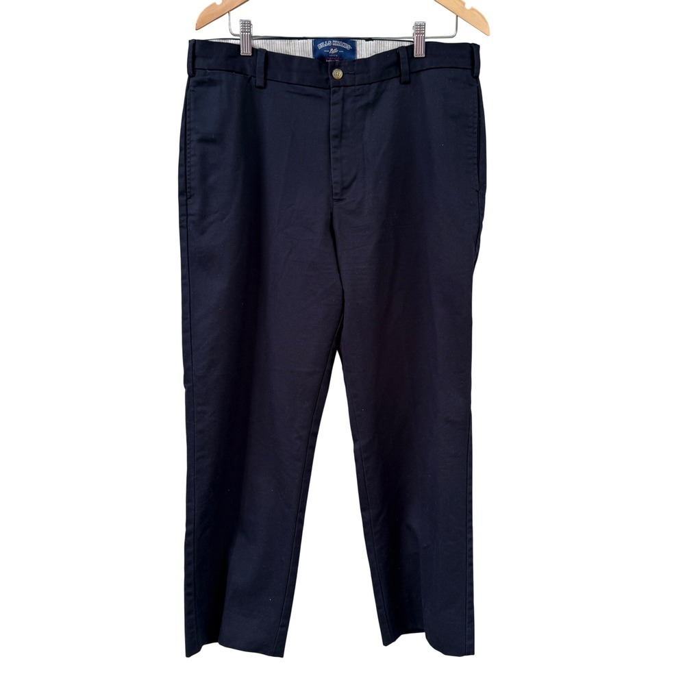 Bills Khakis Mens 35x28 Chino Pants Dark Blue Cotton Flat Front Trousers USA